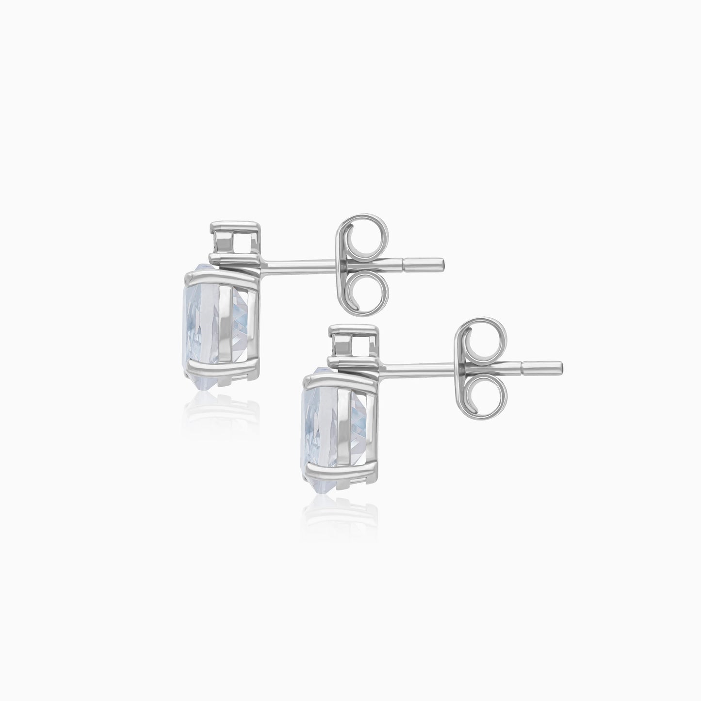 18k white gold pair of earrings decorated with natural diamond & Aquamarine stones | Colour Classic Collection