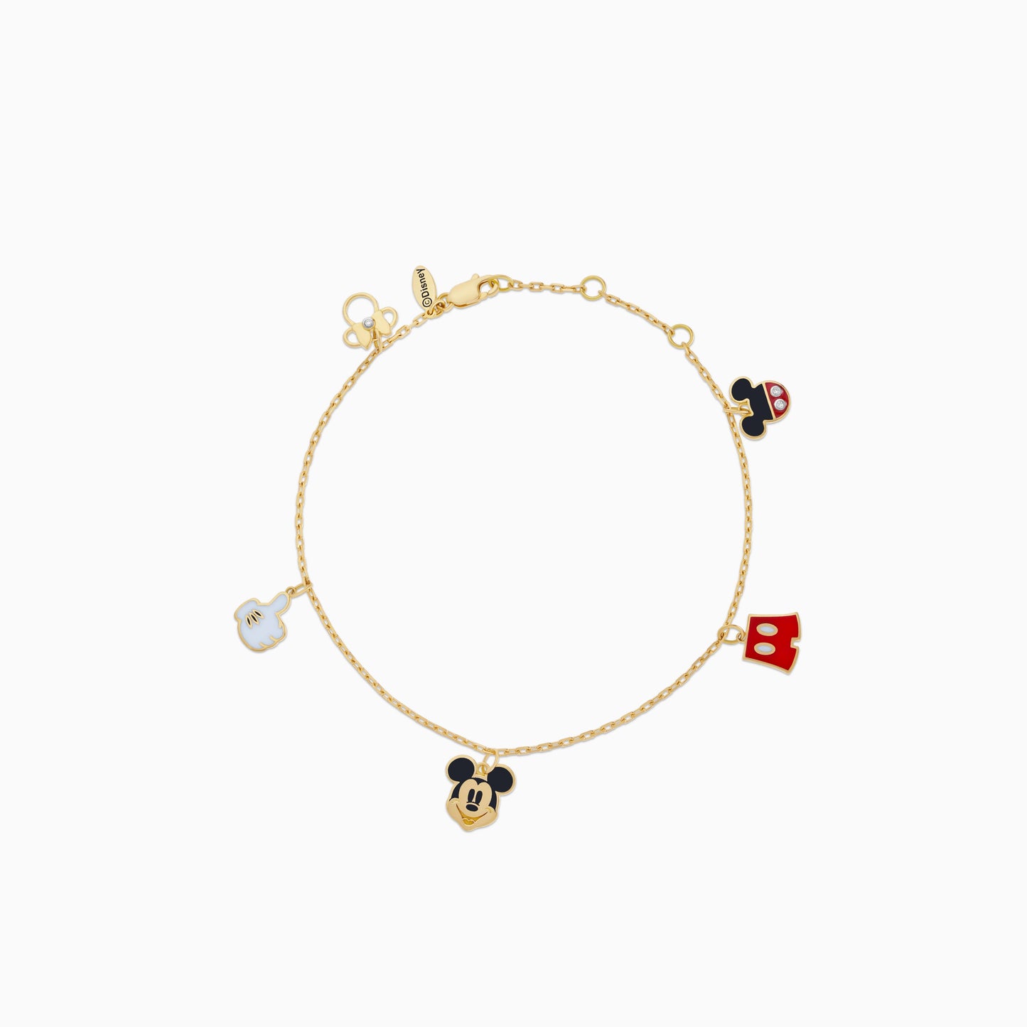18k Yellow Gold Mickey & Minnie Mouse Charms Bracelets with Natural Diamonds & Enamels | Disney Collection