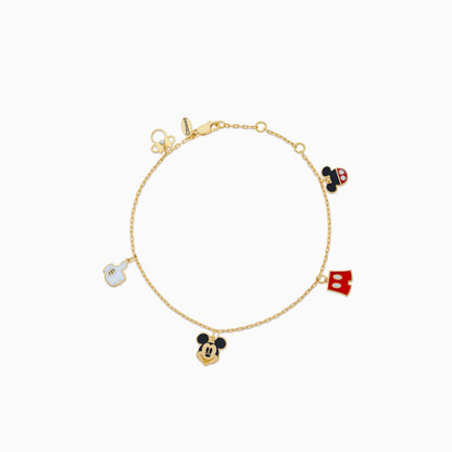 18k Yellow Gold Mickey & Minnie Mouse Charms Bracelets with Natural Diamonds & Enamels | Disney Collection