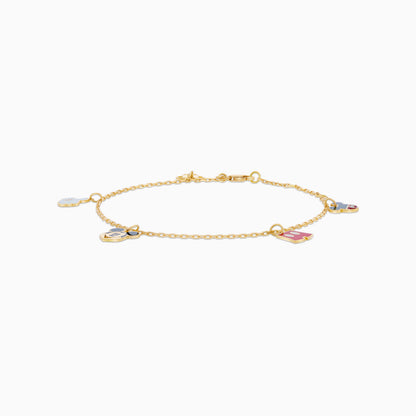 18k Yellow Gold Mickey & Minnie Mouse Charms Bracelets with Natural Diamonds & Enamels | Disney Collection