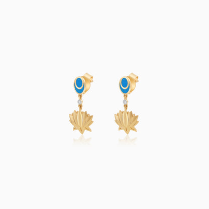 18k Yellow Gold Disney Princess Jasmine Flower Earrings for Kids with Natural Diamonds & Enamel | Disney Collection