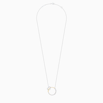 18K Yellow and White Gold Intertwined Circle Necklace with Diamond Heart – Dunyati Collection