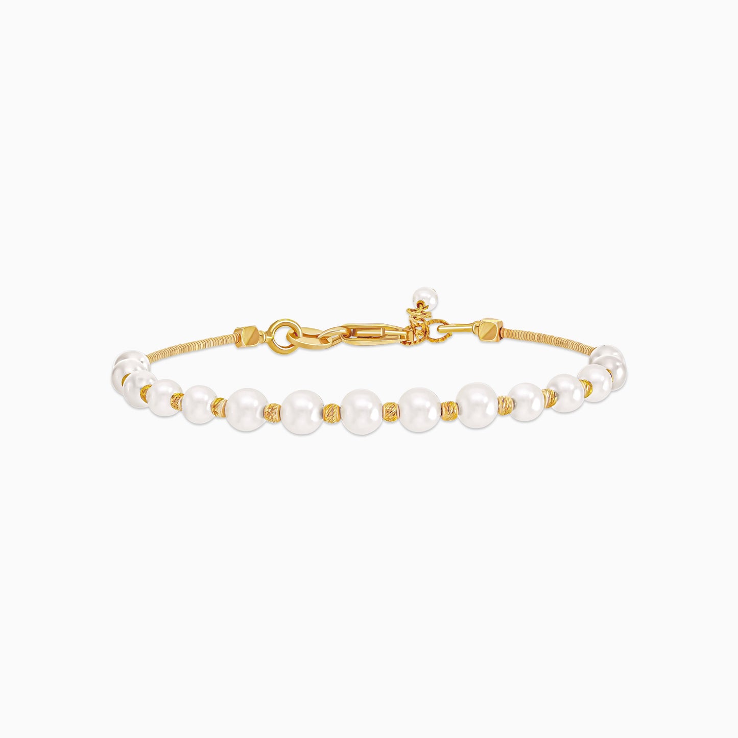 18k yellow gold bangle decorated with white pearls - from Danah