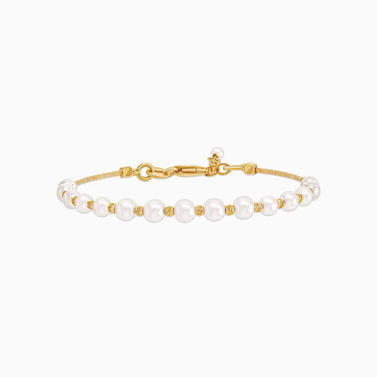 18k yellow gold bangle decorated with white pearls - from Danah
