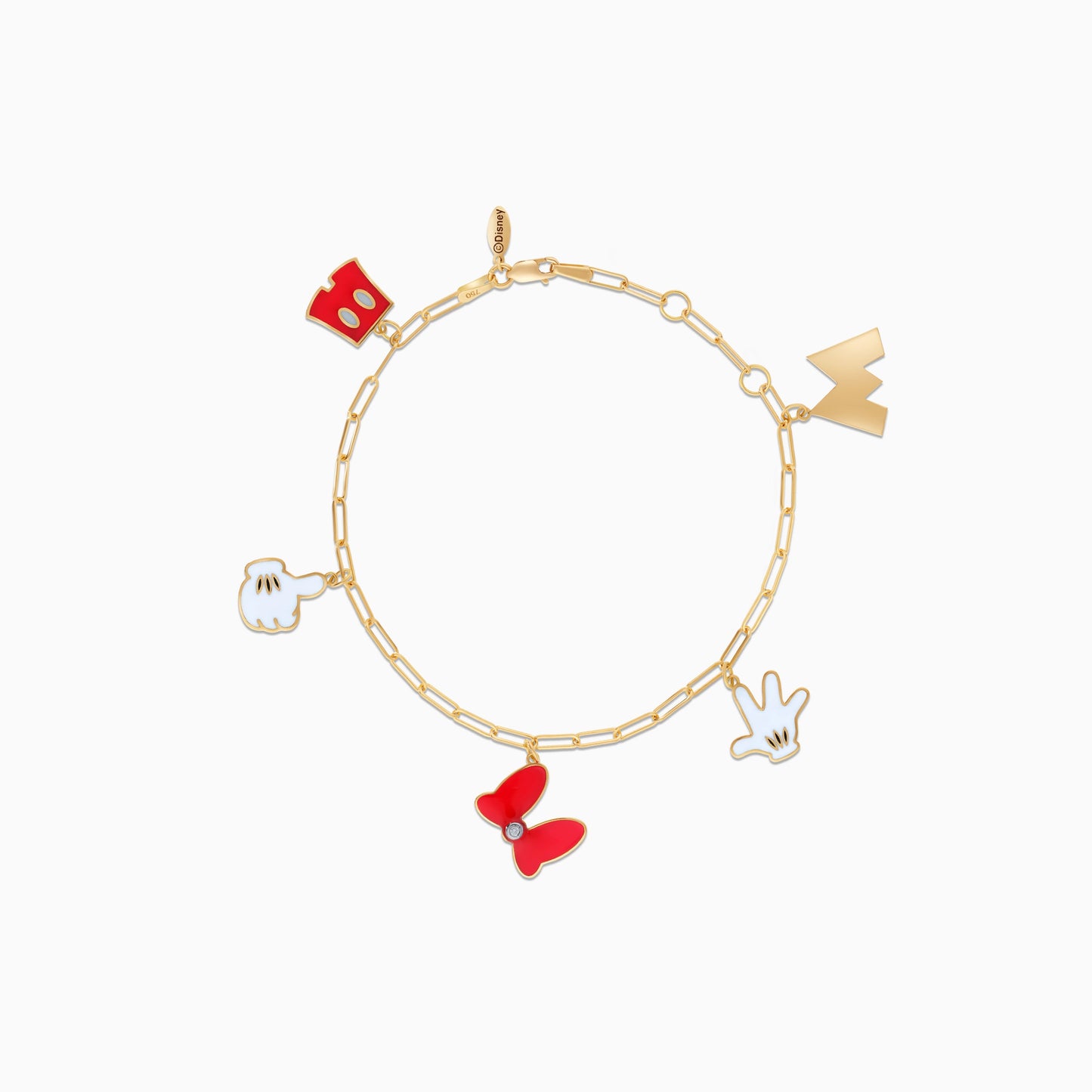 18k Yellow Gold Minnie Mouse Charm Bracelet for Kids with Natural Diamonds | Disney Collection