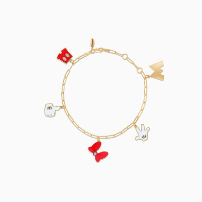 18k Yellow Gold Minnie Mouse Charm Bracelet for Kids with Natural Diamonds | Disney Collection