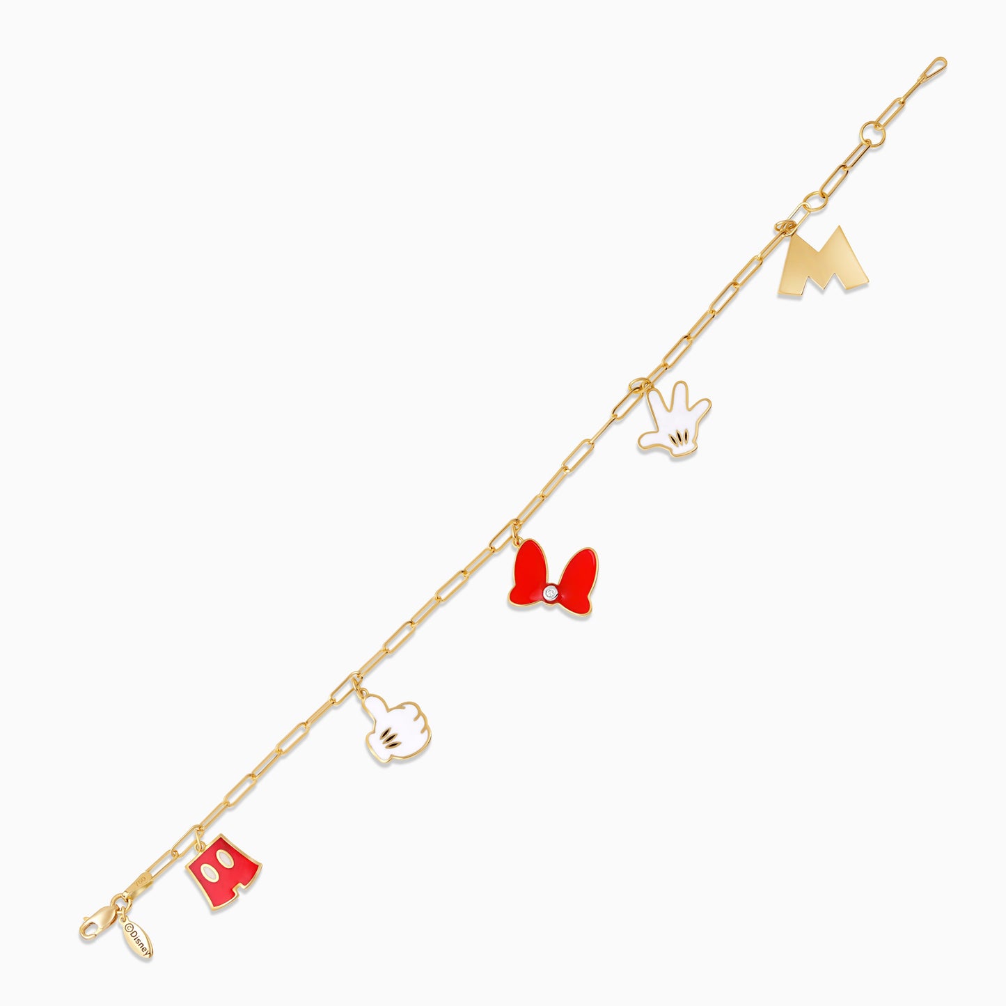 18k Yellow Gold Minnie Mouse Charm Bracelet for Kids with Natural Diamonds | Disney Collection