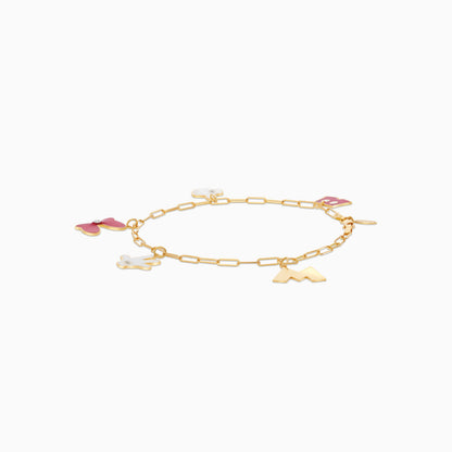 18k Yellow Gold Minnie Mouse Charm Bracelet for Kids with Natural Diamonds | Disney Collection