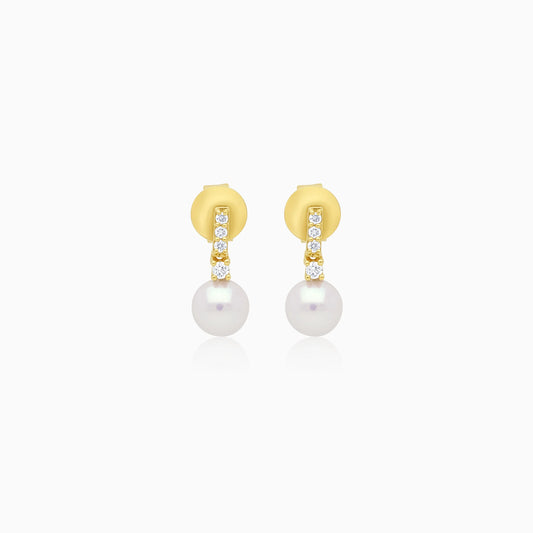 18k Yellow Gold Multi-Size Pearl Earrings with Natural Diamonds | Danah Diamond Collection