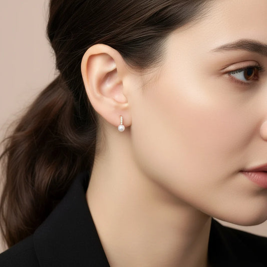 18k Yellow Gold Multi-Size Pearl Earrings with Natural Diamonds | Danah Diamond Collection