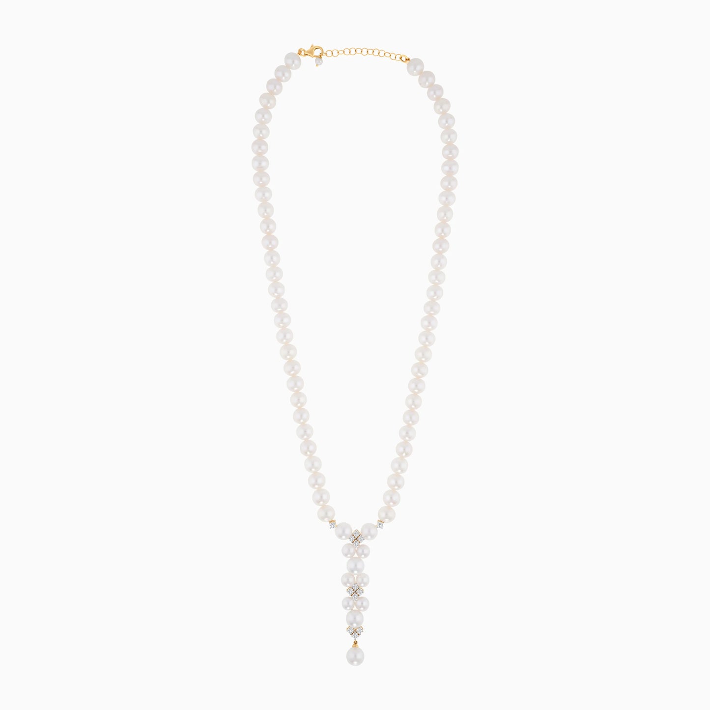 18K Yellow Gold Necklace Featuring Zircon Stones and Pearls from the Danah Collection