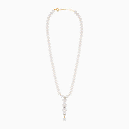 18K Yellow Gold Necklace Featuring Zircon Stones and Pearls from the Danah Collection