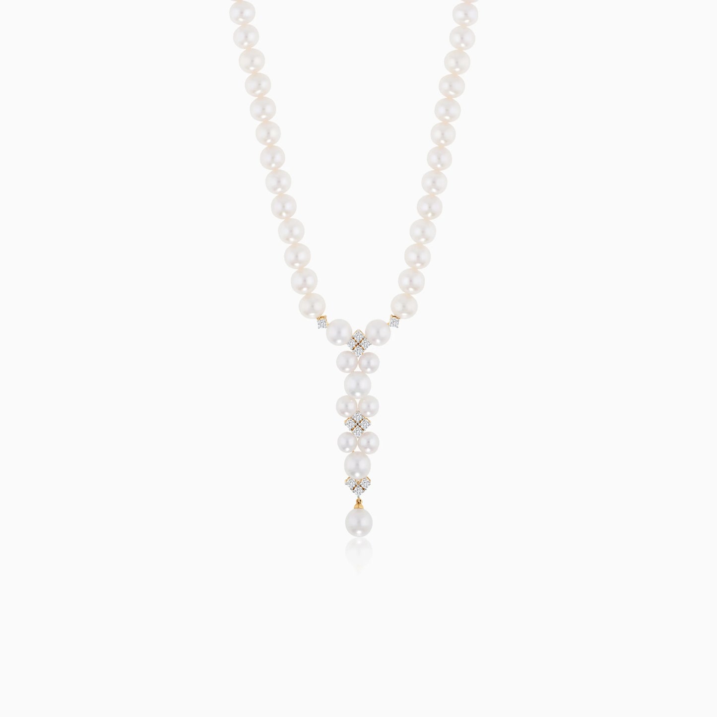 18K Yellow Gold Necklace Featuring Zircon Stones and Pearls from the Danah Collection