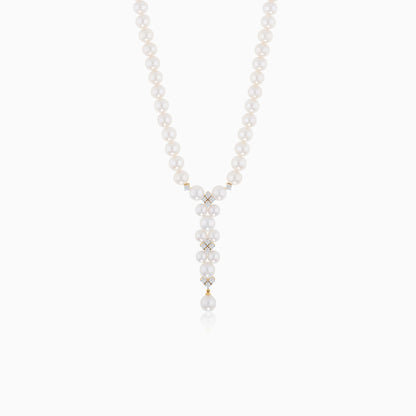 18K Yellow Gold Necklace Featuring Zircon Stones and Pearls from the Danah Collection
