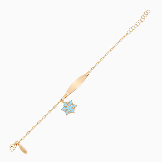 Disney Frozen 18K Yellow Gold Snowflake I.D. Bracelet with Enamel for Kids | Disney Collection