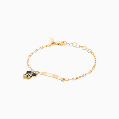 Mickey & Friends 18k Yellow Gold Bracelet with Enamel Mickey Face | Disney Collection