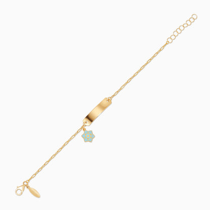 18k Yellow Gold Snowflake I-D Bracelet with Turquoise Enamel | Disney Collection
