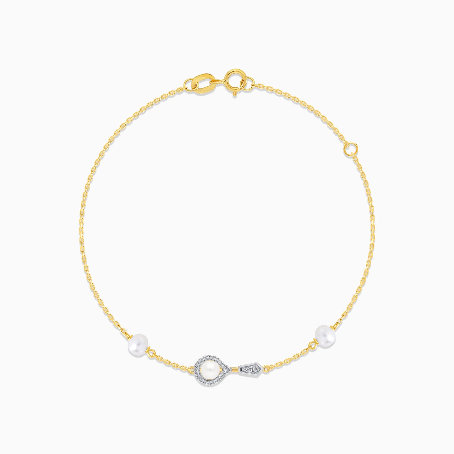 18k yellow gold bracelet decorated with natural diamonds and pearls – danah diamond collection