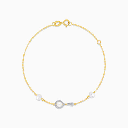 18k yellow gold bracelet decorated with natural diamonds and pearls – danah diamond collection