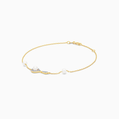 18k yellow gold bracelet decorated with natural diamonds and pearls – danah diamond collection
