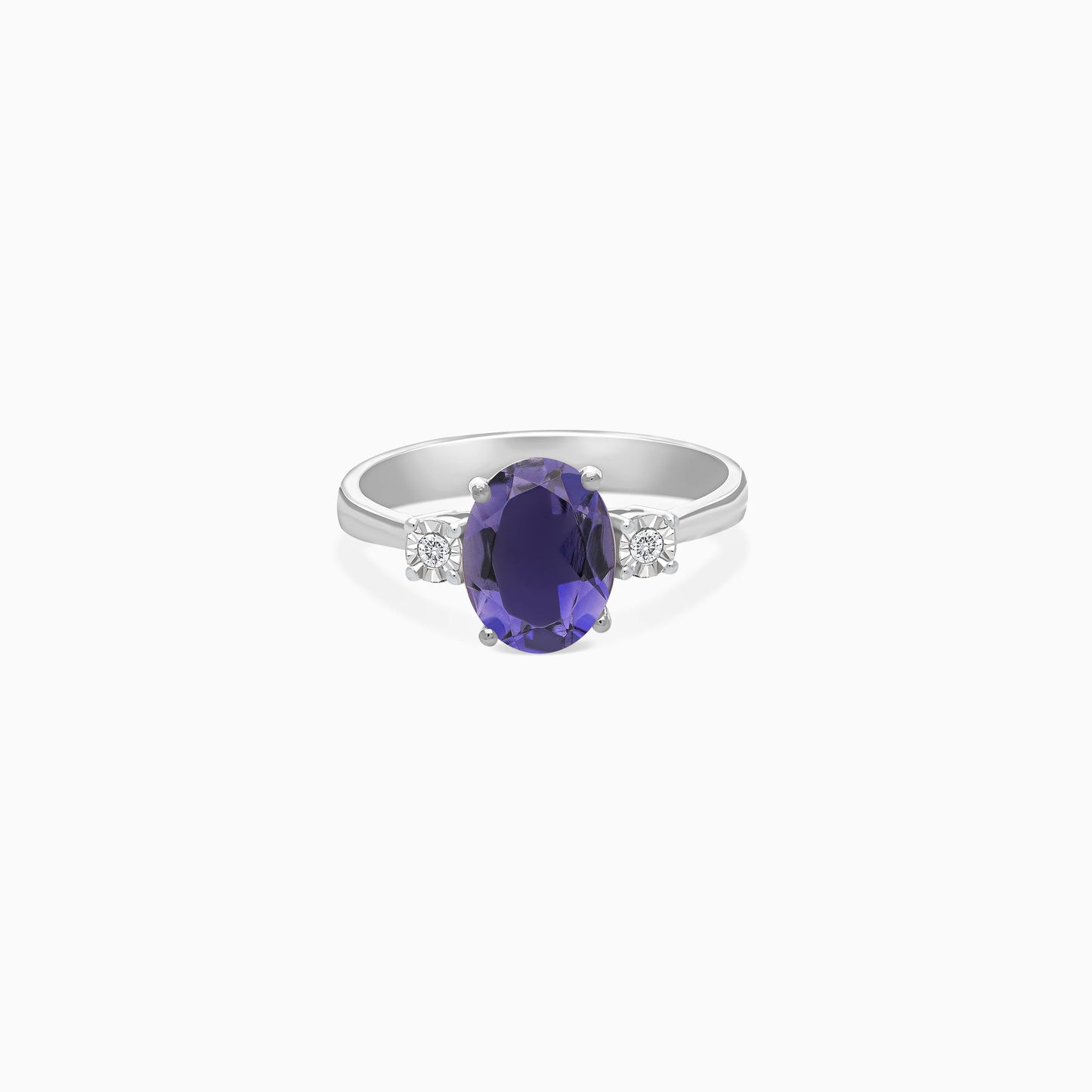 Sophisticated Iolite and Natural Diamond Ring in 18k White Gold – Colour Classic