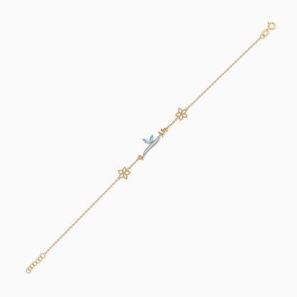 18k Yellow Gold ‘Alif’ Bracelet with Natural Diamonds & Blue Topaz | Horoufi Diamond Collection
