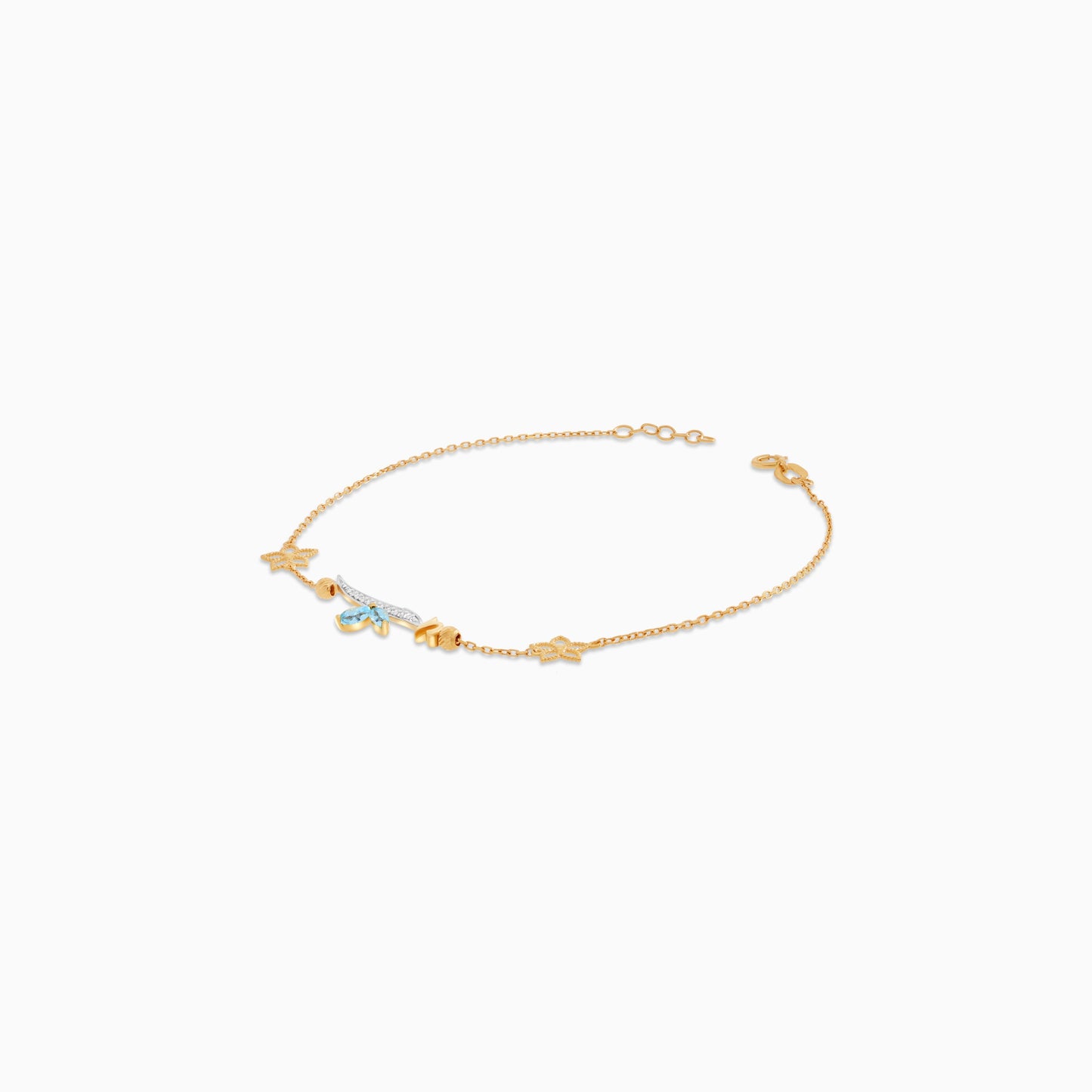 18k Yellow Gold ‘Alif’ Bracelet with Natural Diamonds & Blue Topaz | Horoufi Diamond Collection