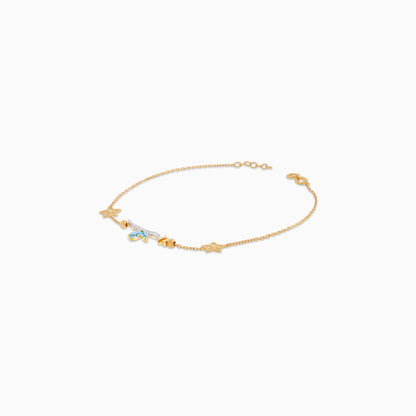 18k Yellow Gold ‘Alif’ Bracelet with Natural Diamonds & Blue Topaz | Horoufi Diamond Collection