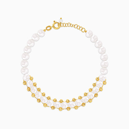 Yellow Gold Bracelet with Pearls for Women – From Danah