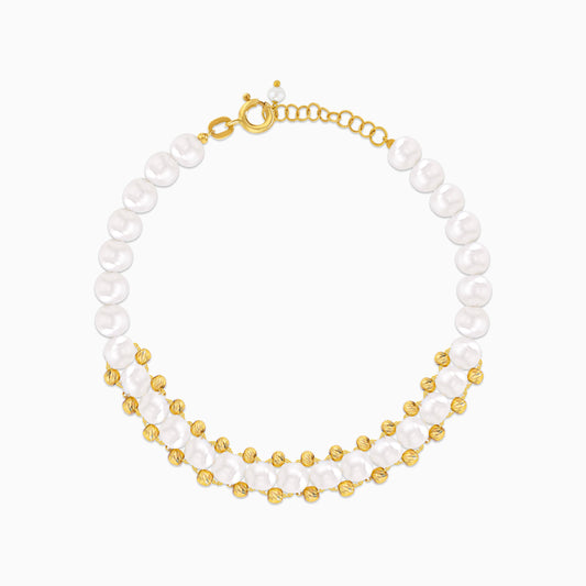 Yellow Gold Bracelet with Pearls for Women – From Danah