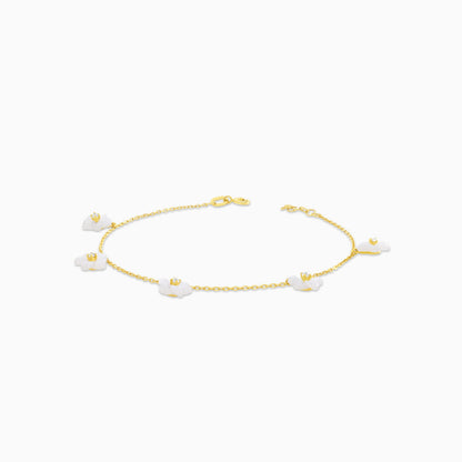 Mother of Pearl & Zircon Stone 18K Gold Bracelet