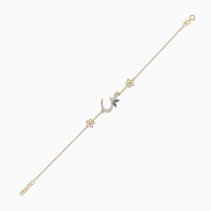 18K Yellow Gold 'Seen' Letter Bracelet with Natural Diamonds & Blue Topaz | Horoufi Diamond Collection