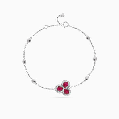 18k White Gold Bracelet with Diamonds and Ruby Stones