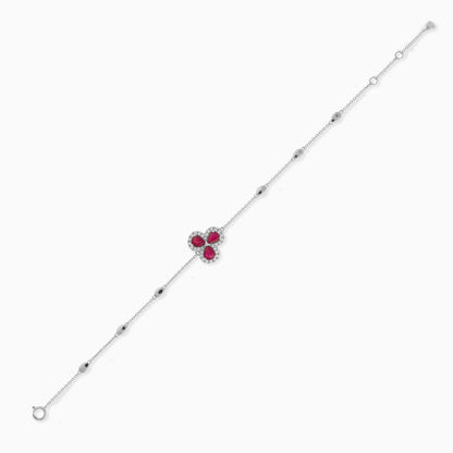18k White Gold Bracelet with Diamonds and Ruby Stones
