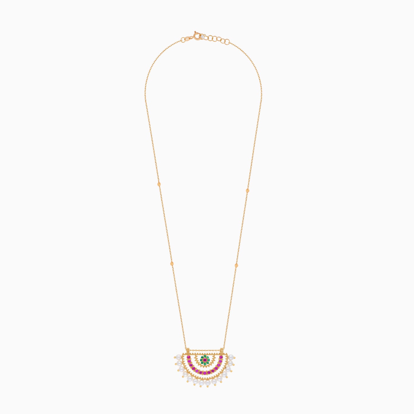 Shnaf Collection 18K Yellow Gold Pearl Necklace with Artificial Stones
