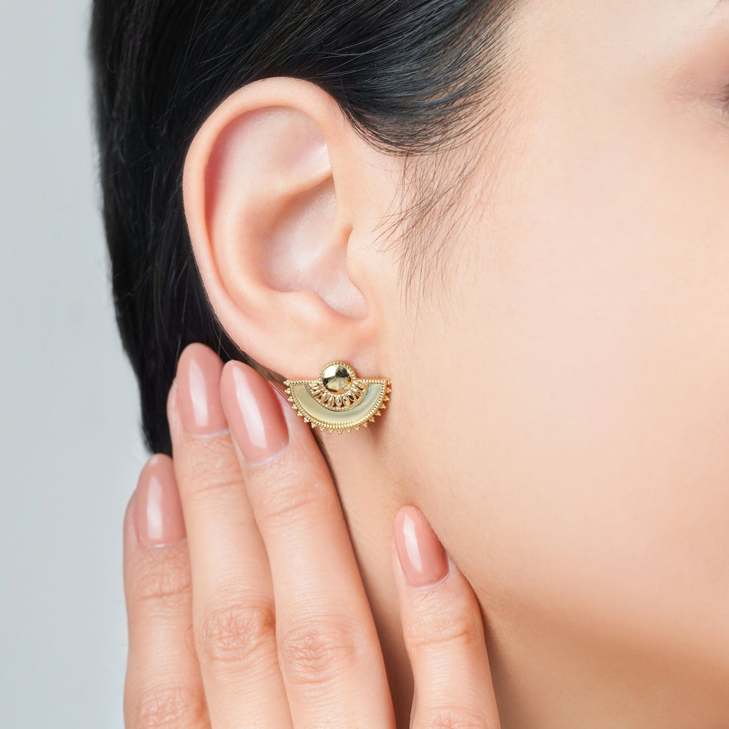 Shnaf Collection 18K Yellow Gold Half Circle Earrings