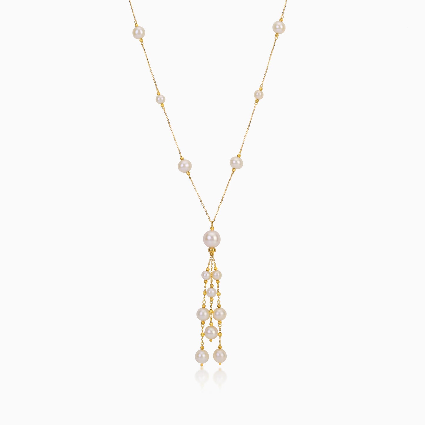 18K YELLOW GOLD LONG NECKLACE WITH PEARLS