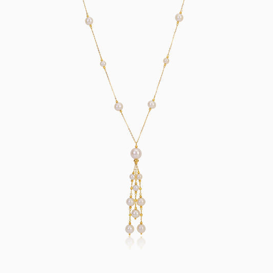 18K YELLOW GOLD LONG NECKLACE WITH PEARLS