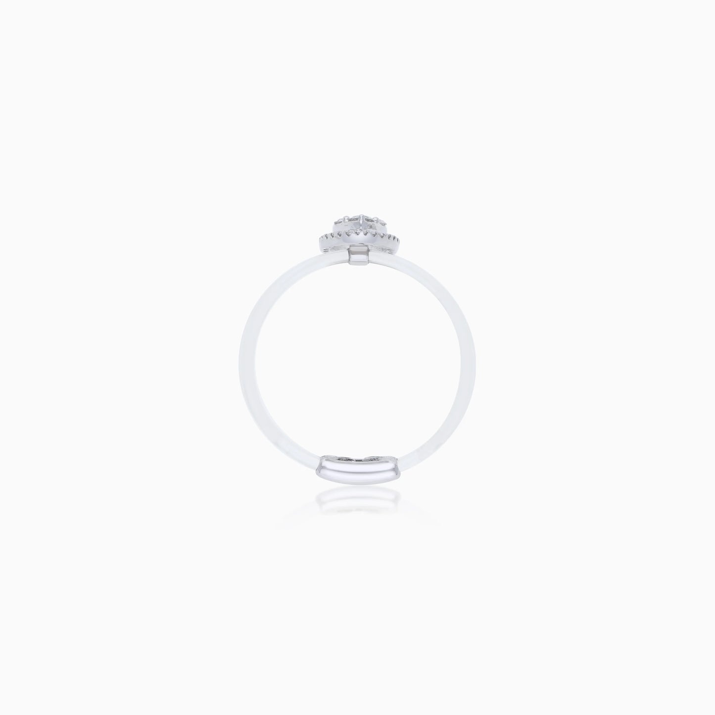 18K White Gold ring in marquise shape decorated with natural diamond stones  – Float Collection