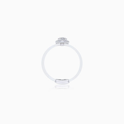 18K White Gold ring in marquise shape decorated with natural diamond stones  – Float Collection