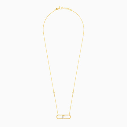 18k yellow gold necklace letter “F” decorated with natural diamond