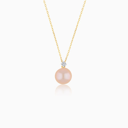 18K Yellow Gold Freshwater Pearl and Natural Diamond Pendant
