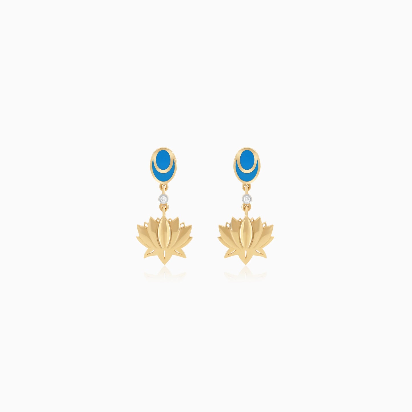 18k Yellow Gold Disney Princess Jasmine Flower Earrings for Kids with Natural Diamonds & Enamel | Disney Collection
