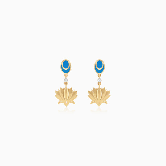 18k Yellow Gold Disney Princess Jasmine Flower Earrings for Kids with Natural Diamonds & Enamel | Disney Collection