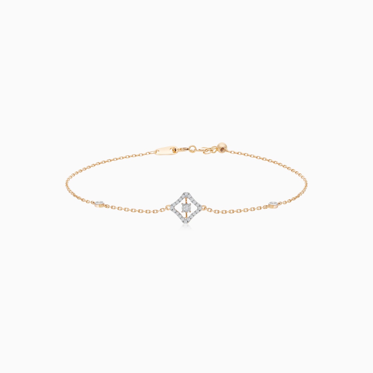 18k Yellow gold bracelet decorated by natural diamond