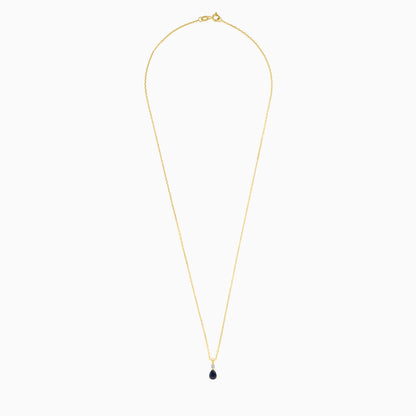 Elegant Drop shape sapphire and natural diamond necklace in 18k Yellow gold | colour classic collection