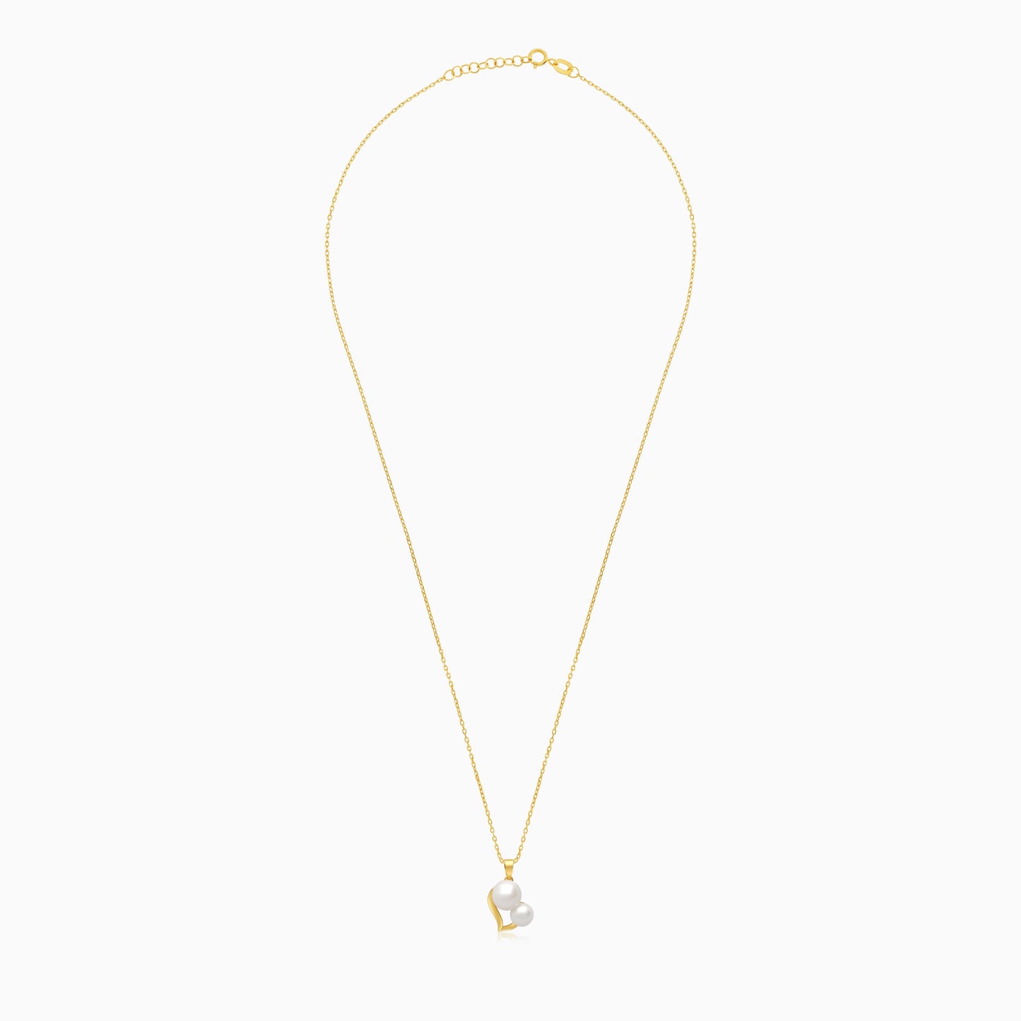 18k yellow gold chain with tree leaf shape pendant decorated with pearls