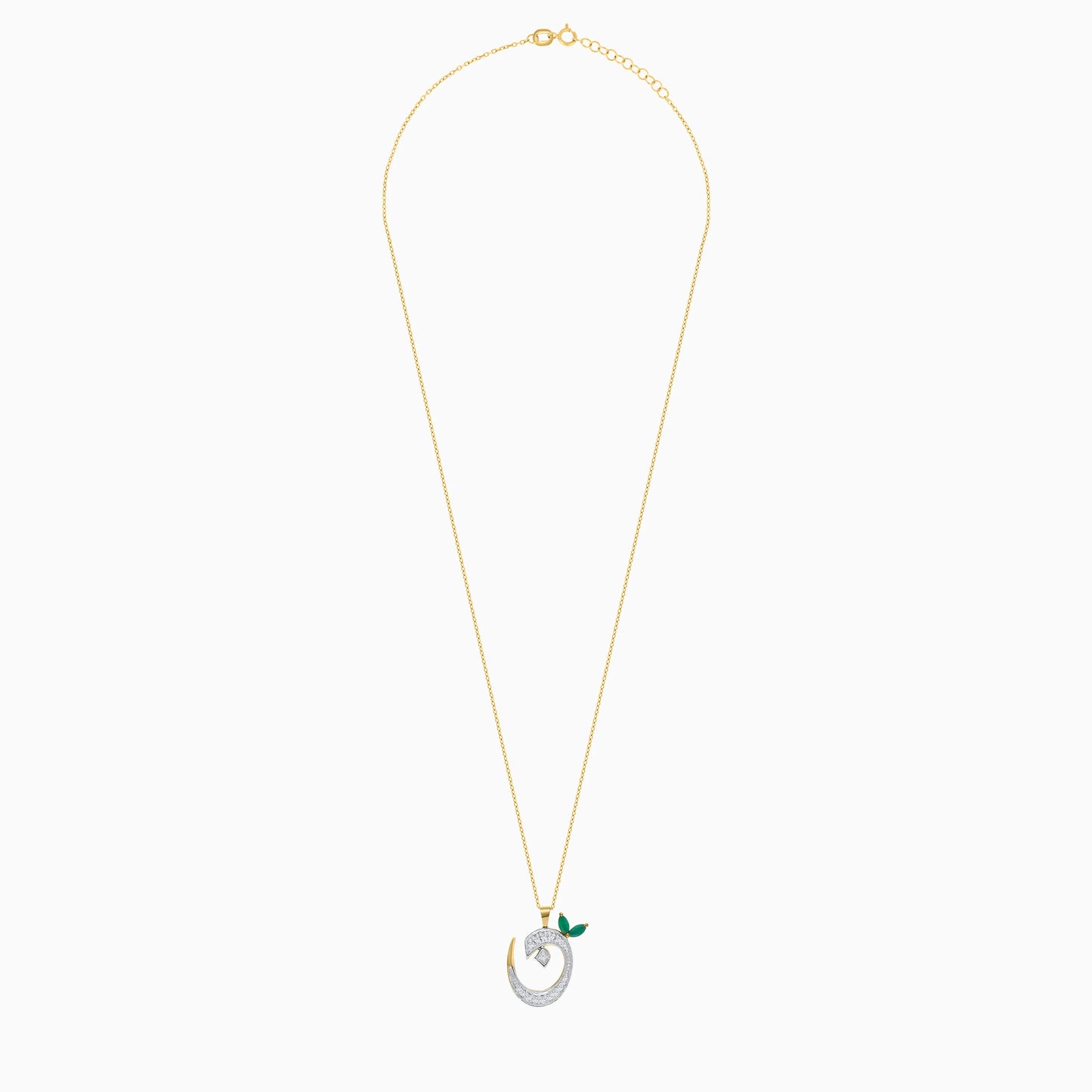 18k Yellow Gold 'Noon' Arabic Letter Necklace with Natural Diamond & Agate | Horoufi Diamond Collection