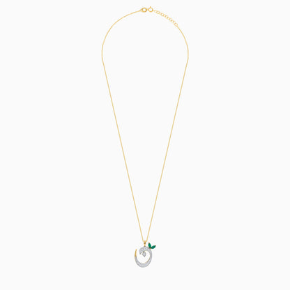 18k Yellow Gold 'Noon' Arabic Letter Necklace with Natural Diamond & Agate | Horoufi Diamond Collection