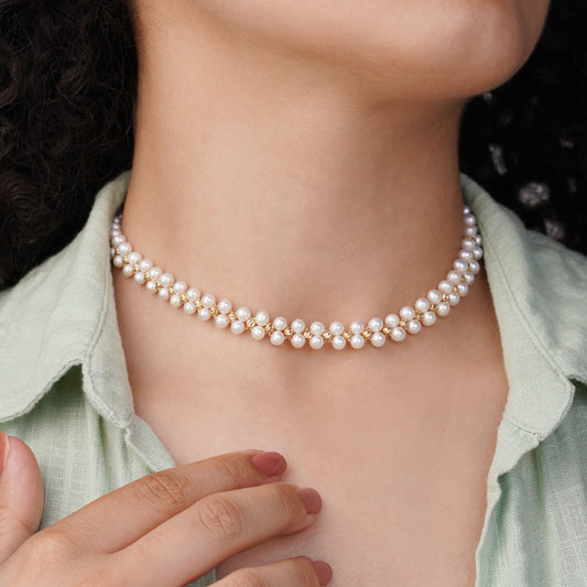 18K YELLOW GOLD CHOKER WITH PEARLS